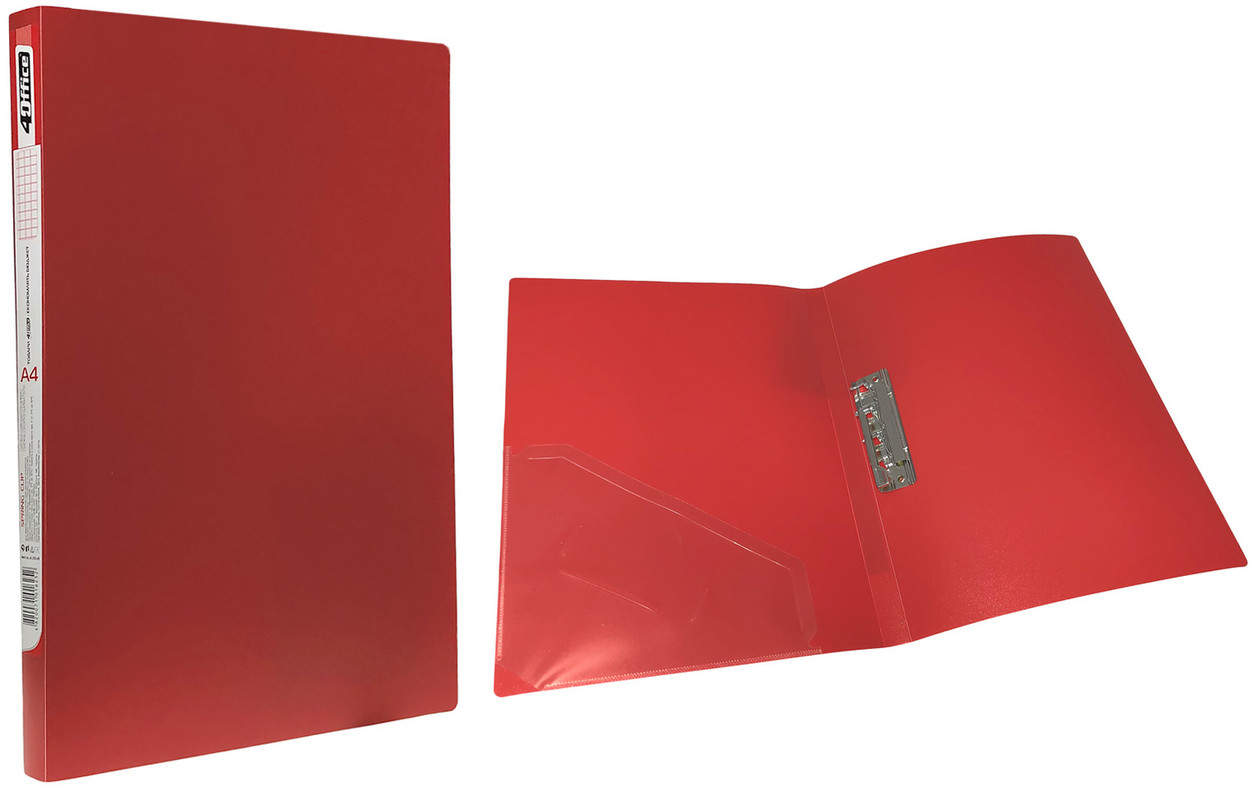 Папка з притиском 4OFFICE (4-221-01), 500 мкм, A4, 180 аркушів, червона